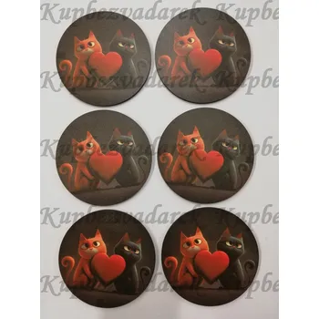 Podtácek - Kočky srdce Velikost: kruh 6x10cm