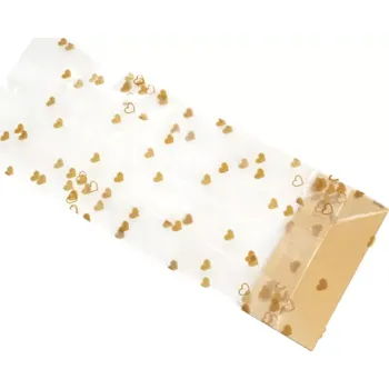 Sáček na potraviny Celofánový sáček s potiskem "Zlaté srdce" s pevným dnem 28x10x5 cm 1 ks