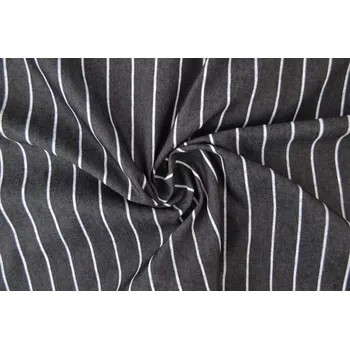 Riflovina praná košilová bílé pruhy na černé