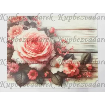 Prostírání sololak - 35 x 28 cm - Květiny na dřevě