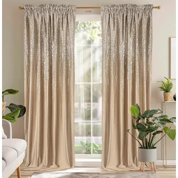 Závěs Fliying Sametový závěs Kamila 140x250 cm, béžový/stříbrný(cena za 1 kus)