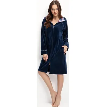 Dámský župan Dámský župan LUNA 389 bavlněný velur INDIGO L
