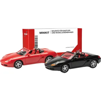 Modelová železnice Herpa 013963 H0 model osobního automobilu Porsche Boxster s, červený a černý