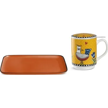 Konvice na čaj EGAN Set Cocoricò Oranžový – Podnos + Čajová konvice