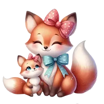 Nažehlovací obrázek - roztomilé lišky (8,0 x 8,0 cm)