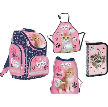 Školní batoh Zvýhodněná školní sada set Kočka 4 ks ERGONOMICKÝ BATOH aktovka My Little Friend CAT kočka 03