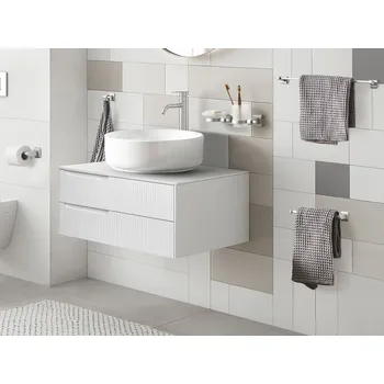 Koupelnový nábytek 6dílná sada koupelnového příslušenství stříbrná hliník pohár a mýdlenka Koupelnové doplňky Moderní styl elegantní Beliani