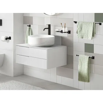 Nábytek 6dílná sada koupelnového příslušenství Černý hliník pohár a mýdlenka Koupelnové doplňky Moderní styl elegantní Beliani