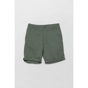 Dětské plátěné šortky United Colors of Benetton zelená barva, nastavitelný pas, 43WBC901E 43WBC901E.G.Seasonal 97X, vel. 122