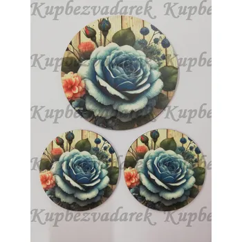 Podtácek - Květina na dřevě Velikost: kruh 15cm + 2x kruh 10cm