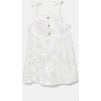 Dámské oblečení Dětské lněné šaty United Colors of Benetton 4Q1NGV025.P.Seasonal béžová 01X, vel. 104