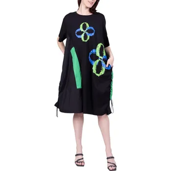 Dámské šaty Plussize šaty KARDA černo-zelené Velikost: UNI: M-3XL