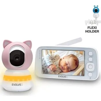 Bezpečnostní kamera EVOLVEO Baby Monitor N5, Set videochůvičky s 360° dohledem, obousměrnou komunikací a ukolébavkami, růžová