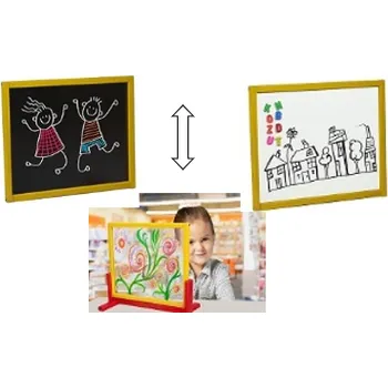 Dětská magnetická tabule - bezpečnostní sklo 2v1 Bílá