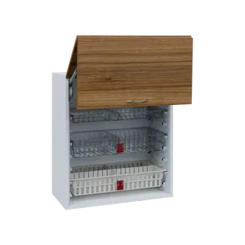 Kuchyňská linka MBHVV - 65D horní skříňka boxová, 2 výklopy, 770x654x440, korpus bílý, výklopy ořech světlý