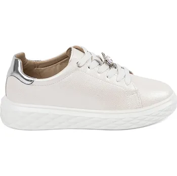 Dámské tenisky Bílo-stříbrné dámské kožené sneakersy Sergio Leone se sponou SP-110PEA Velikost: 40