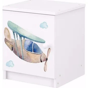 Noční stolek Noční stolek Domečky a letadlo - Bílá