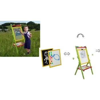 Kancelářský nábytek Dětská otočná magnetická tabule 3v1 - bezpečnostní sklo barevná - 100 cm