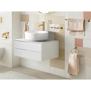 Mýdlenka 6dílná sada koupelnového příslušenství zlatá lesklá hliník pohár a mýdlenka Koupelnové doplňky Moderní styl elegantní Beliani