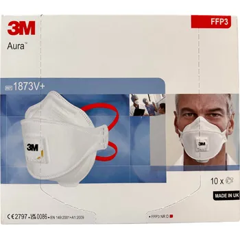 respirátor 1873V+ 3M Aura filtrační polomaska pro zdravotnictví s ventilkem, FFP3, Balení 10 ks, cena za kus