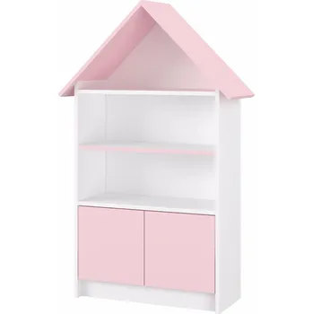 Knihovna Knihovnička Domeček Bílá + Růžová