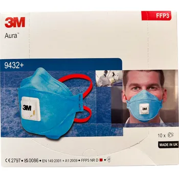 9432+ 3M Aura filtrační respirátor proti pevným částicím s ventilkem, FFP3, Balení 10 ks, cena za kus