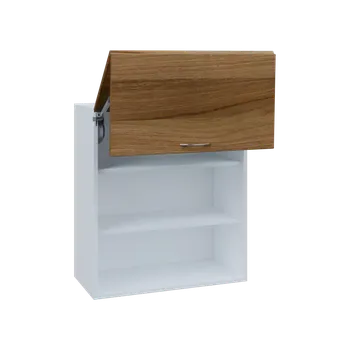 Kuchyňská linka MHVV - 65D horní skříňka boxová, 2 výkloypy, 770x654x440, korpus bílý, výklopy ořech světlý