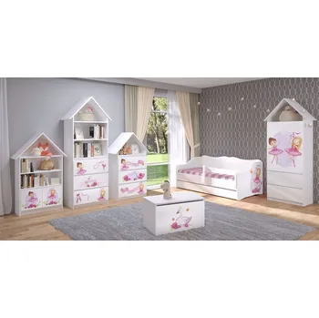 Truhla Truhla na hračky Květiny a holčička LABUŤ - Bílá