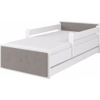 Dětská postel Dětská postel Max XL Čalouněná 180x90 cm - Bílá - Bez zábran a bez šuplíku - čalounění Hnědá