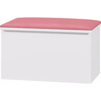 Dětsný nábytek Truhla na hračky s podsedákem Lvíček - Bílá - podsedák Růžová