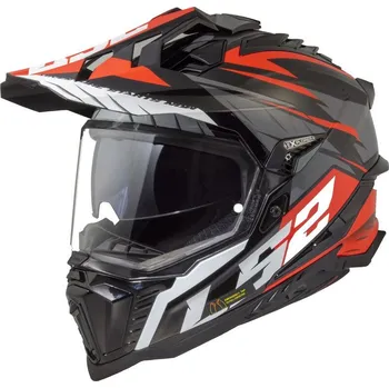 Helma na motorku LS2 přilba EXPLORER MX701 Spire matt black/titanium/red