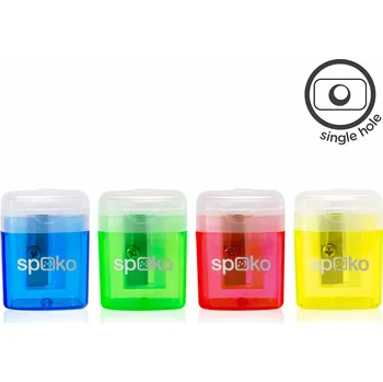 Ořezávátko Spoko ořezávátko Boxy, s víčkem a kontejnerem, mix barev