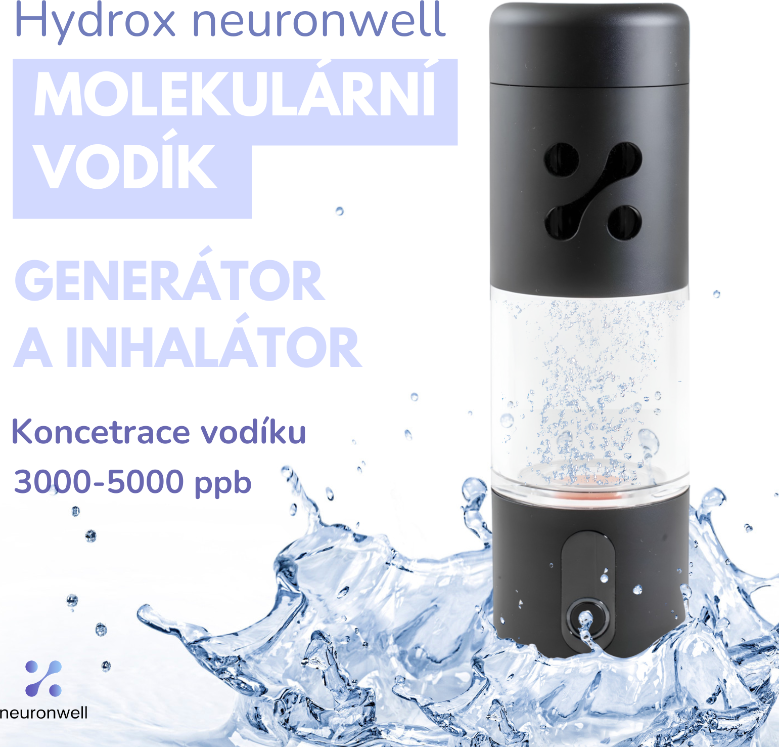 HYDROX neuronwell - generátor a inhalátor molekulárního vodíku 2v1 + DÁREK
