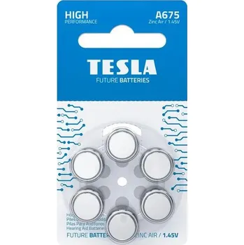 Článková baterie Baterie Tesla A675 do naslouchadel PR44 6ks, (blister)