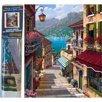 Diamantové malování Norimpex Diamantový obrázek- Ulička k jezeru 30x40cm