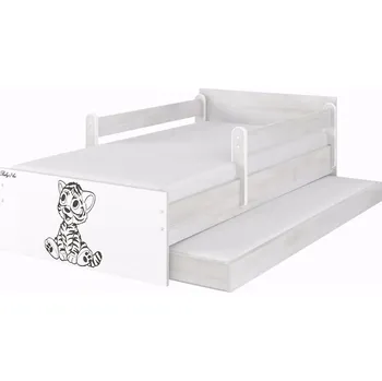 Dětská postel Dětská postel Max XL Tygřík 180x90 cm - ŠEDÁ - Bez zábran a bez šuplíku