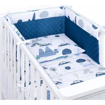 Příslušenství pro dětskou postel a kolébku Mantinel do postýlky Velvet PIK Auta - Modrá - 70X140 CM