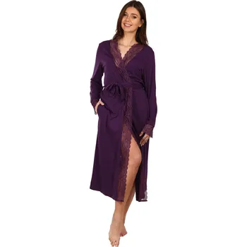 Dámské noční prádlo Dámský župan modalový Pleas 435 krajkový fialový Barva: Fialová, Velikost: XL