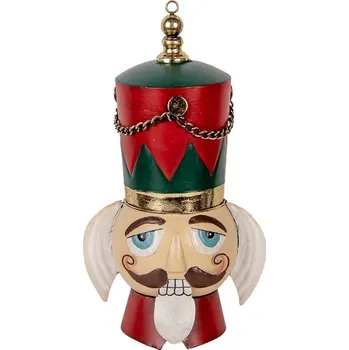 Vánoční dekorace Závěsná kovová dekorace hlava Louskáček - 22*16*38/50 cm