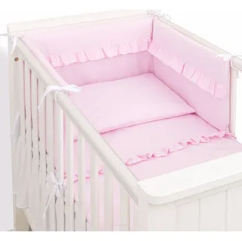 3-dílná sada Mantinel s povlečením s Volánkem Soft - 60/100X135 CM - Světle růžová