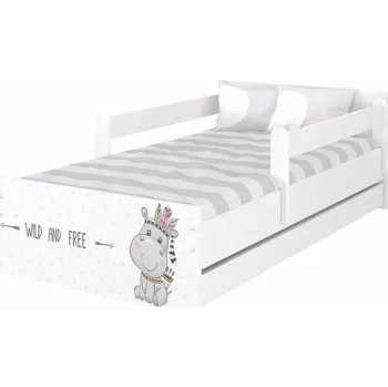 Dětská postel Dětská postel Max XL Hrošík 180x90 cm - Bílá - Bez zábran a bez šuplíku