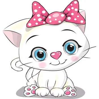 Samolepící dekorace Kočička s mašlí samolepka na zeď - M