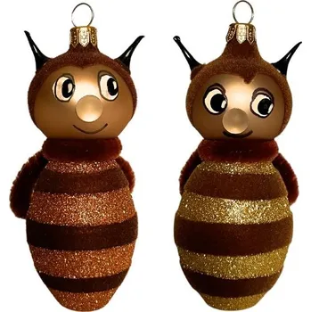 Vánoční ozdoba Koulier Skleněná foukaná ozdoba Čmeldík a Brumdík, 2 ks