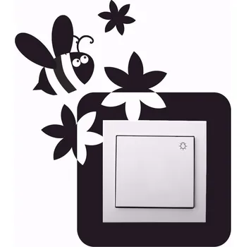 Samolepící dekorace Samolepící velurová ochrana vypínače Včelka - mix barev