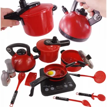 Dětská kuchyňka Set kuchyňského příslušenství s vařičem - Červená