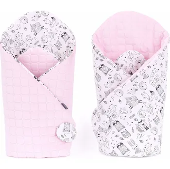 Zavinovačka Oboustranná zavinovačka Velvet Lesní Zvířátka - Světle růžová