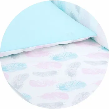 Dětsný nábytek Bavlněné oboustranné povlečení 100x135 cm do postýlky LUX Pírka - Modrá