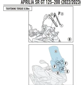 GIVI D6711KIT samostatná montážní sada pro čiré plexi 6711DT pro Aprilia SR 125-200 GT (22-25)