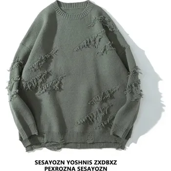 Pánská móda Unisex svetr s kulatým výstřihem – ve street stylu Barva: Zelená, Velikost: XL