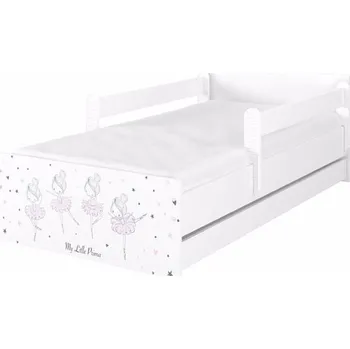 Dětská postel Dětská postel Max XL Baletka 180x90 cm - Bílá - Bez zábran a bez šuplíku